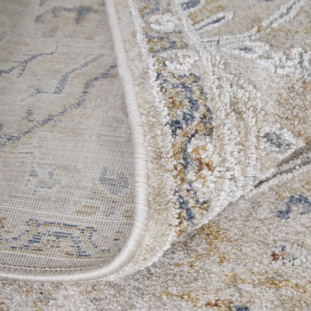 Pasha Transitional Distressed, Taupe/Ivory/Blue, 6'-7" x 9'-6" Area Rug. Picture 7
