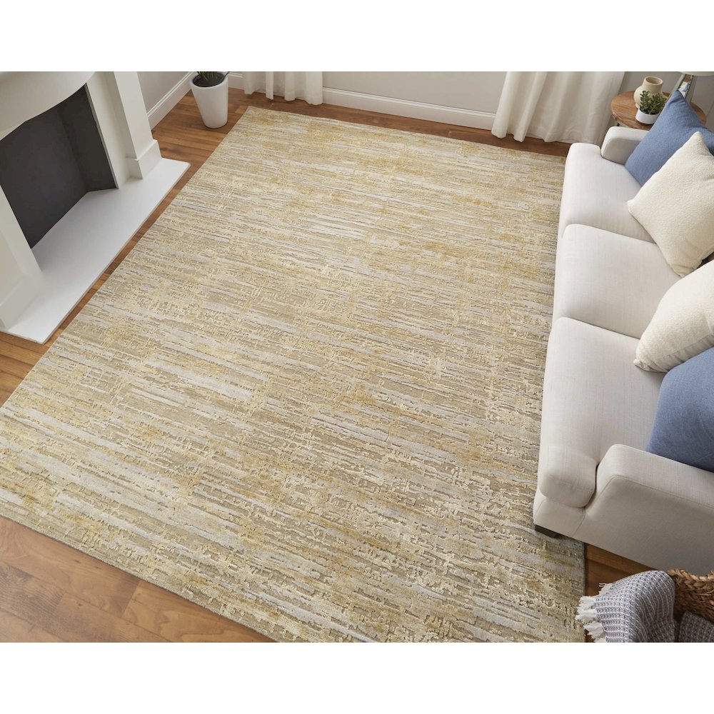 Eastfield Modern Abstract, Yellow/Ivory/Gold, 5' x 8' Area Rug. Picture 2