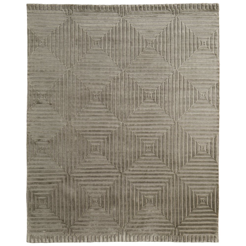 Channels Modern Geometric, Green/Taupe/Blue, 4' x 6' Accent Rug. Picture 1