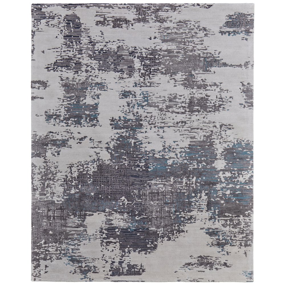 Zarah Modern Abstract, Ivory/Gray/Blue, 5' x 8' Area Rug. Picture 1