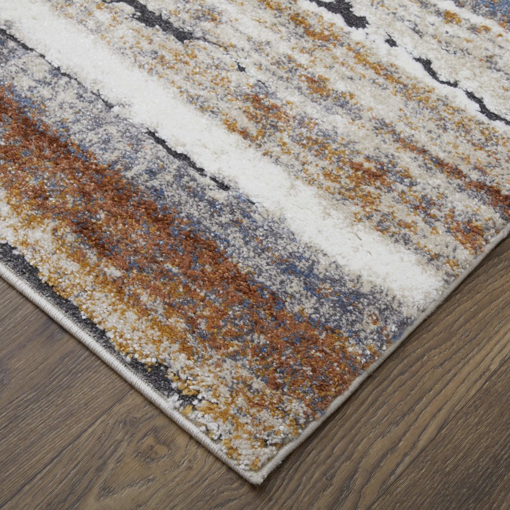 Gilmore Modern Stripes, Ivory/Orange/Gray, 5'-3" x 8' Area Rug. Picture 4