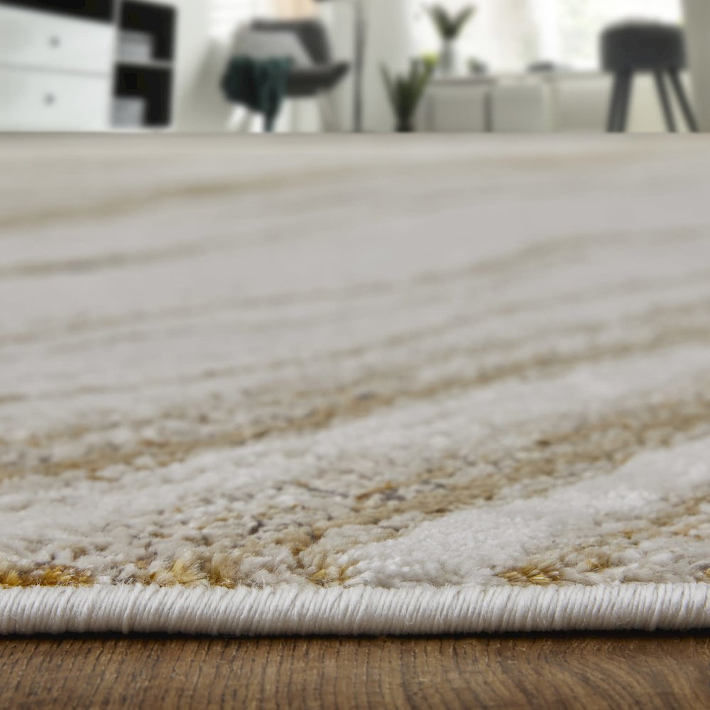 Aura Modern Abstract, Ivory/Taupe/Gold, 9'-2" x 12' Area Rug. Picture 8
