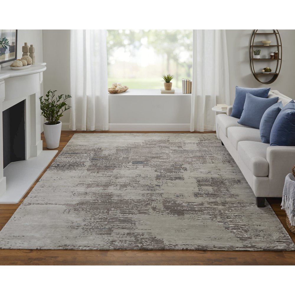 Zarah Modern Abstract, Brown/Tan/Black, 10' x 14' Area Rug. Picture 2