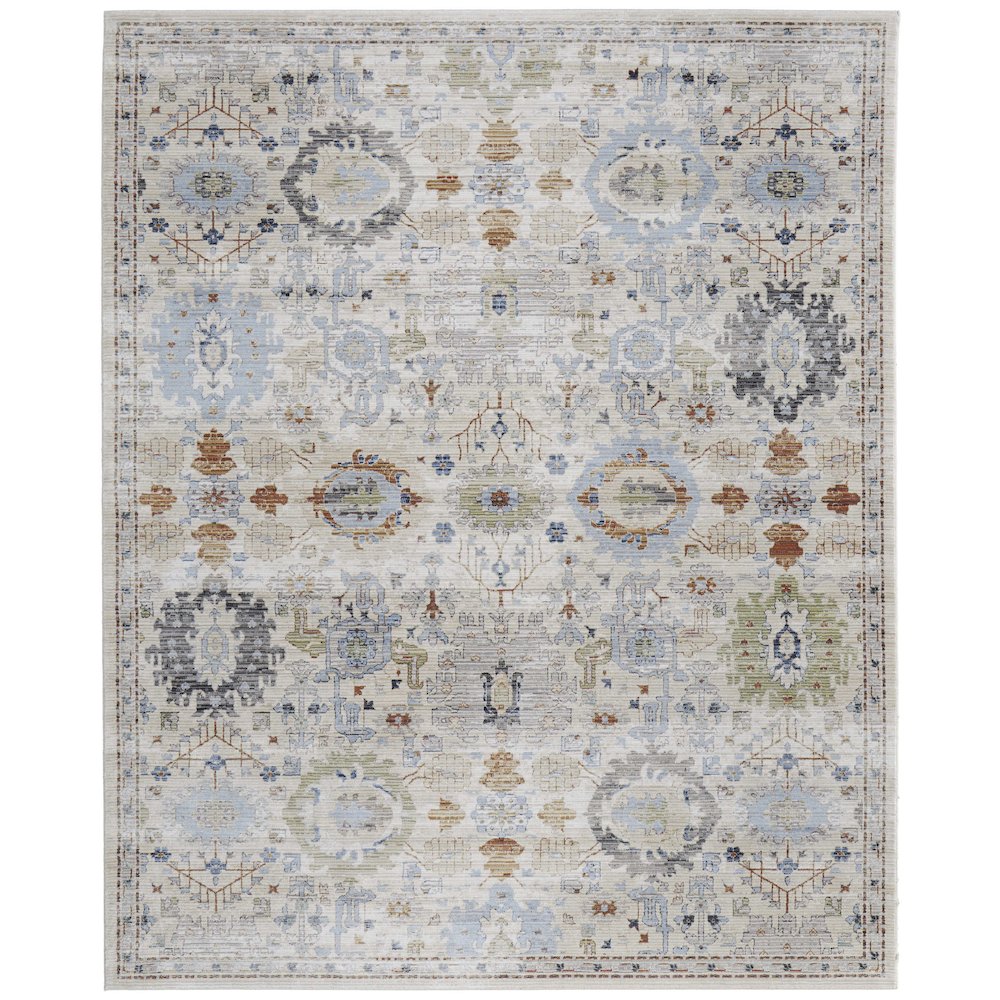 Melrose Traditional Floral & Botanical, Tan/Blue/Red, 2' x 3' Accent Rug. Picture 1