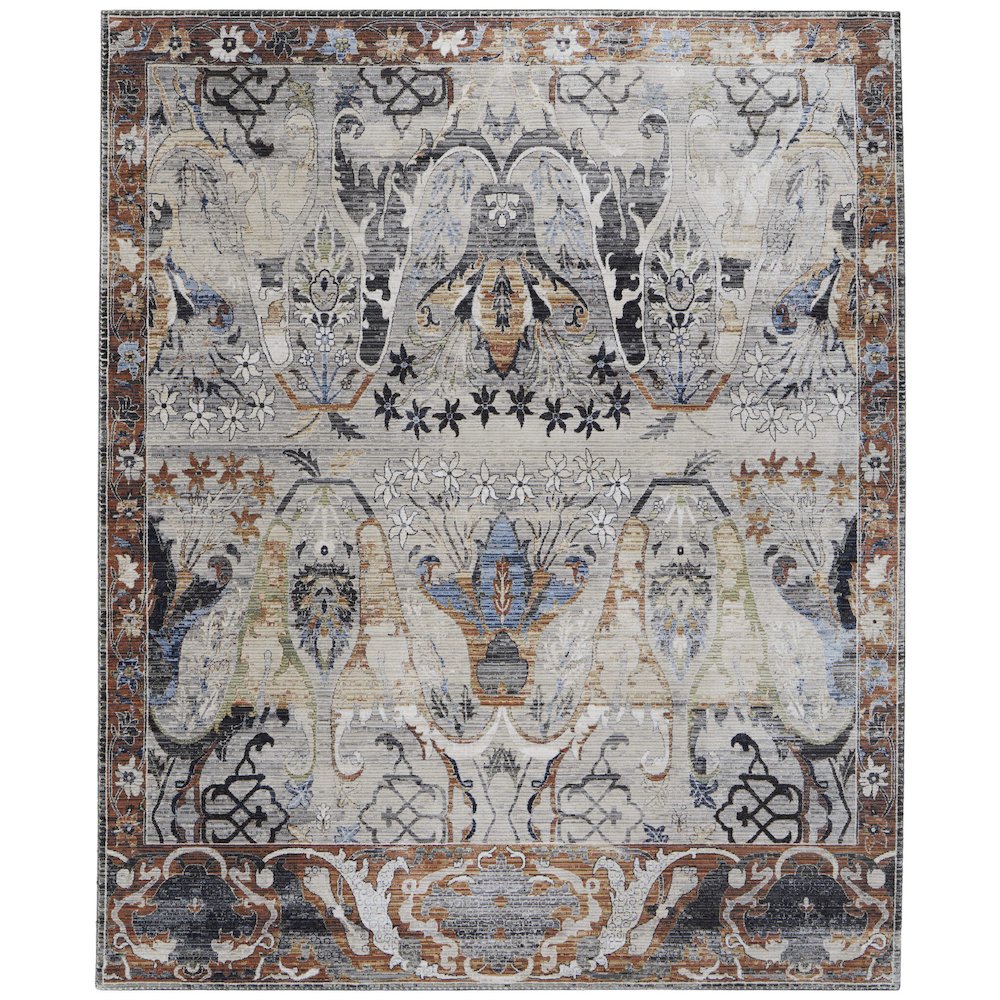 Melrose Transitional Ikat, Ivory/Red/Gray, 2' x 3' Accent Rug. Picture 1