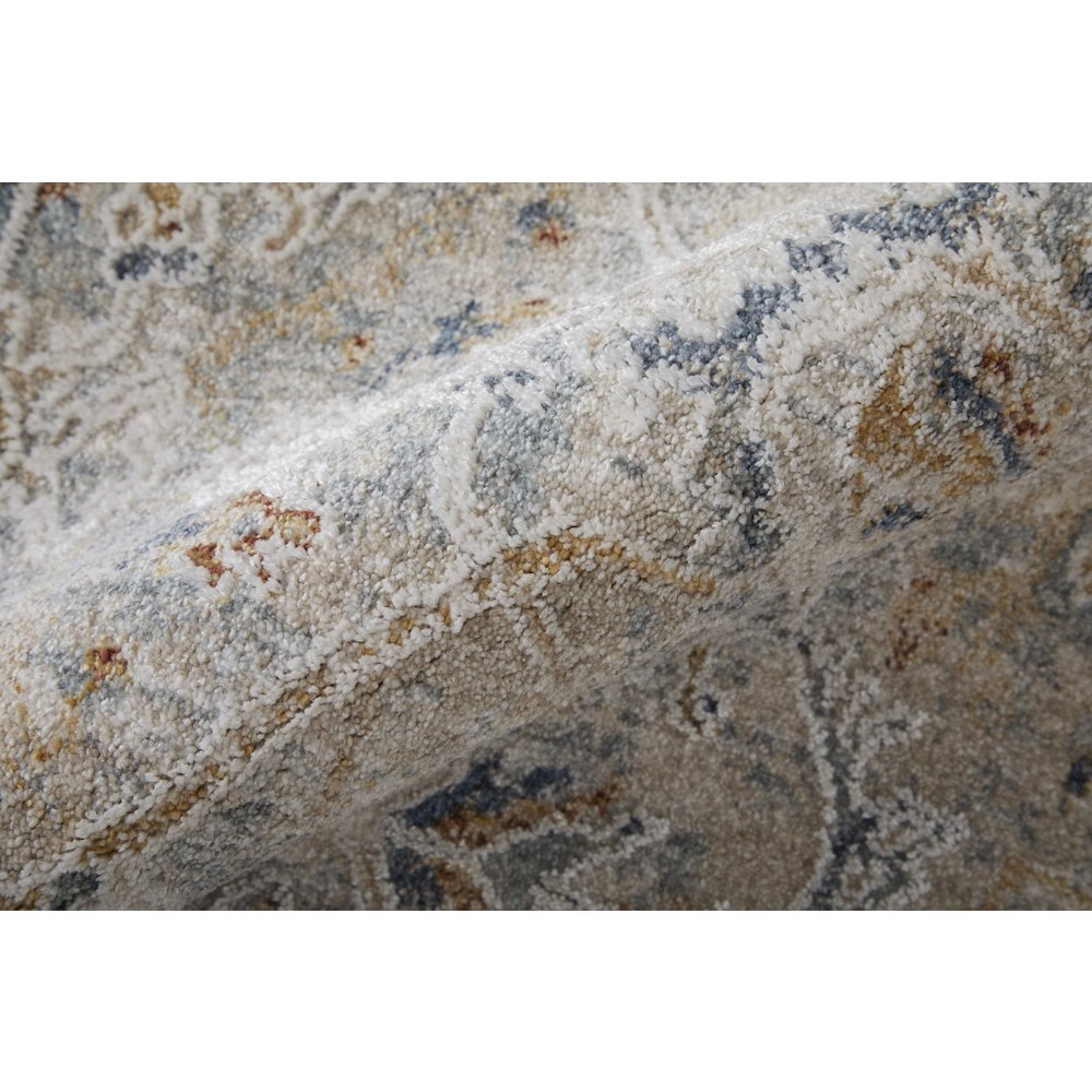 Pasha Transitional Distressed, Ivory/Blue/Tan, 7'-10" x 10'-3" Area Rug. Picture 5