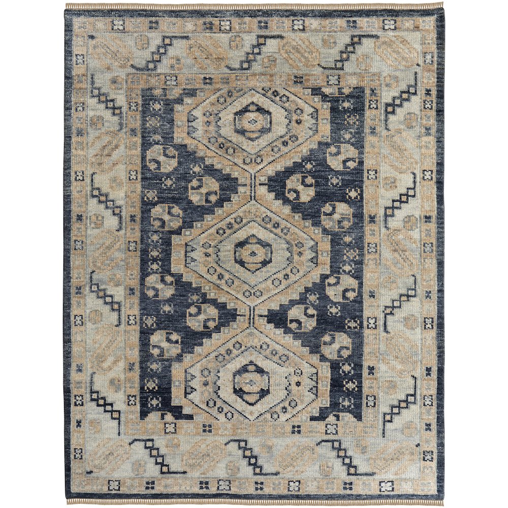 Fillmore Traditional Diamond, Blue/Ivory, 2' x 3' Accent Rug. Picture 1