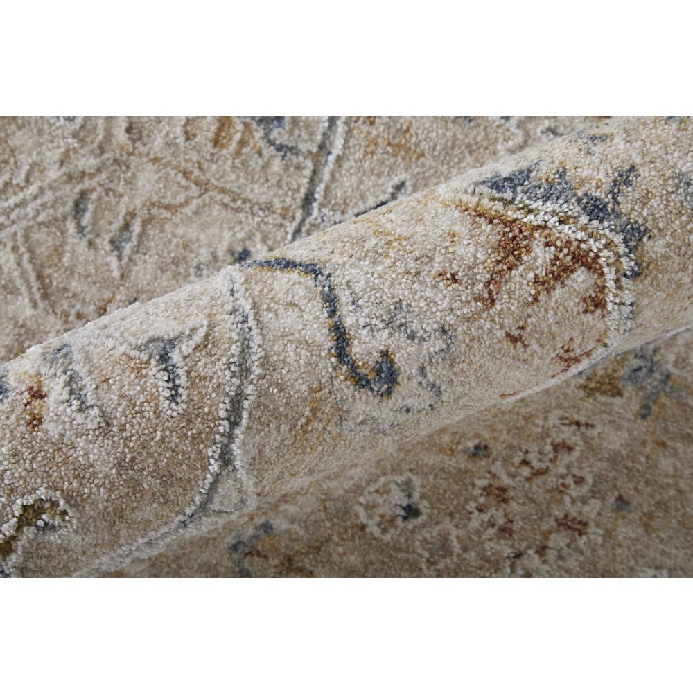 Pasha Transitional Distressed, Taupe/Ivory/Blue, 6'-7" x 9'-6" Area Rug. Picture 5