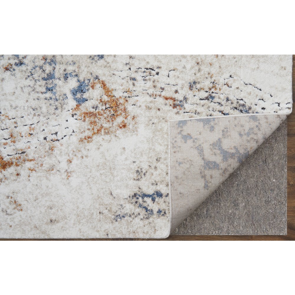 Gilmore Modern Abstract, Ivory/Blue/Orange, 2' x 3' Accent Rug. Picture 4