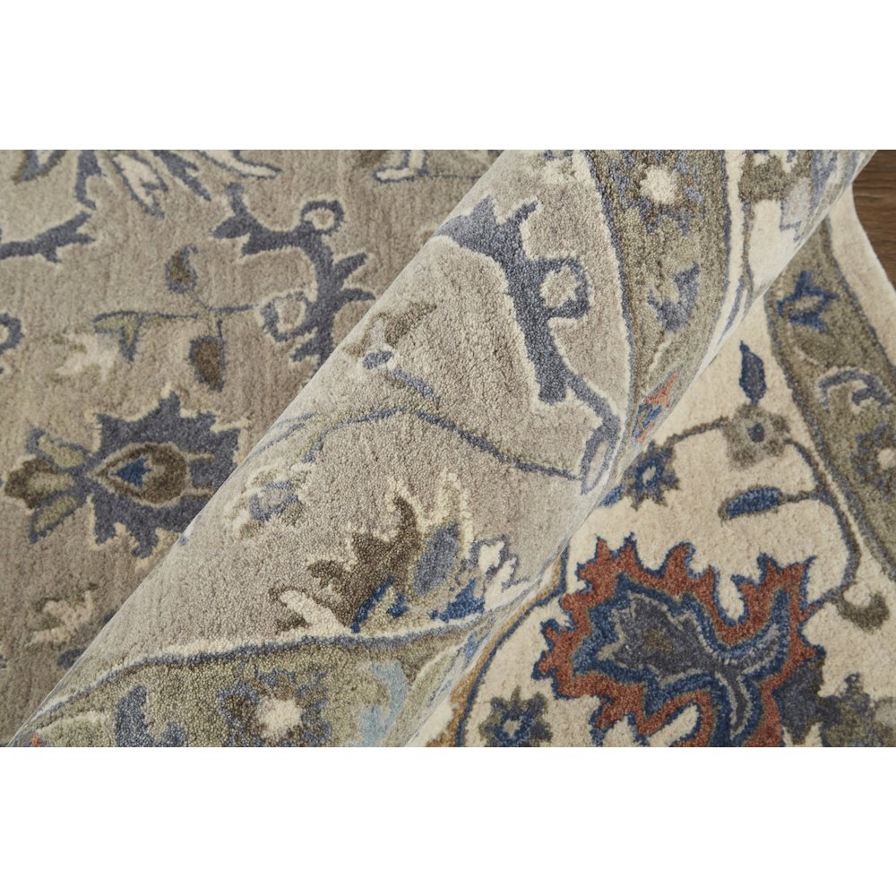 Rylan Transitional Oriental, Taupe/Ivory/Blue, 5' x 8' Area Rug. Picture 5