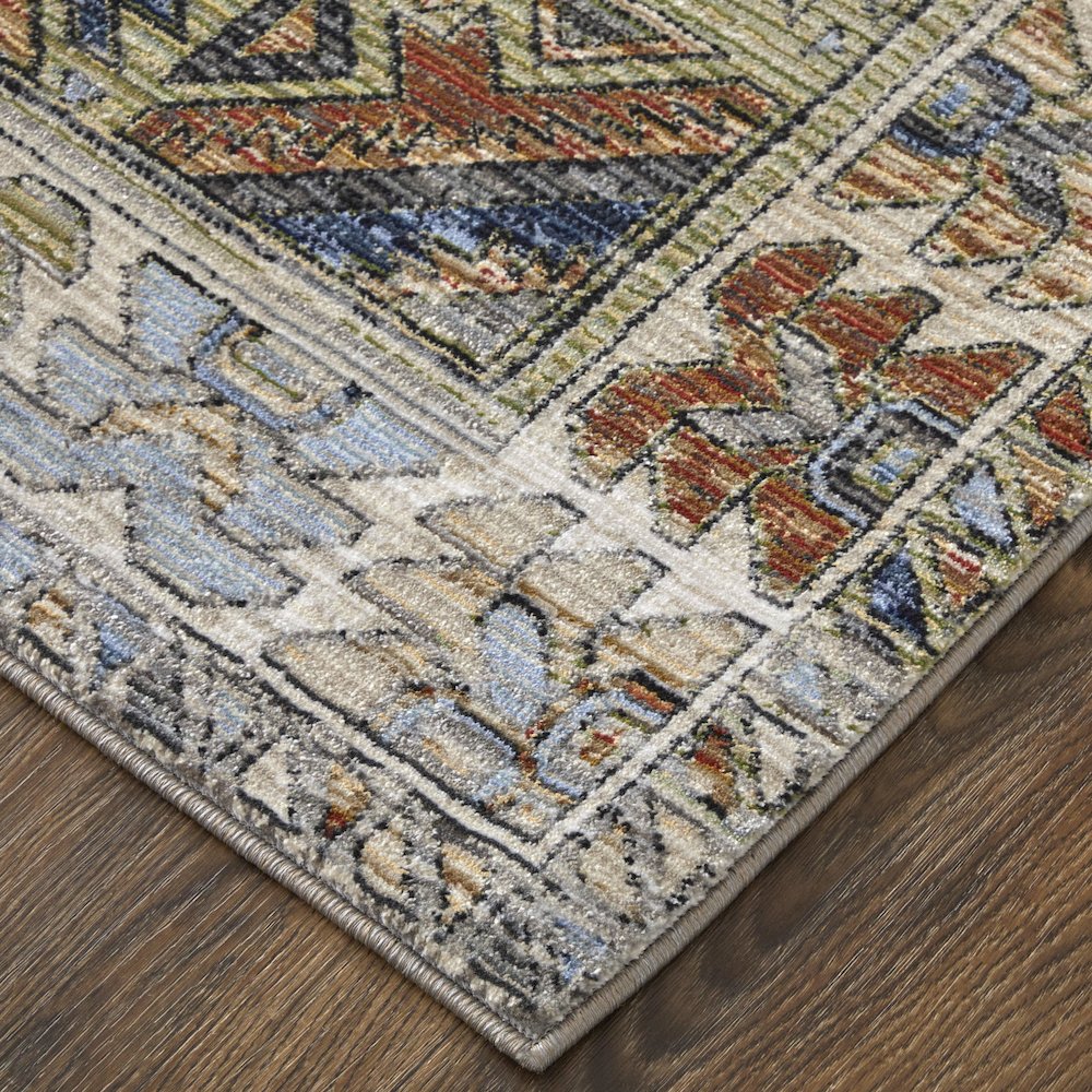 Melrose Transitional Distressed, Gray/Red/Blue, 2' x 3' Accent Rug. Picture 3