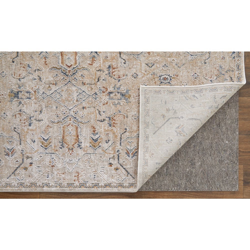 Pasha Transitional Distressed, Taupe/Ivory/Blue, 6'-7" x 9'-6" Area Rug. Picture 4