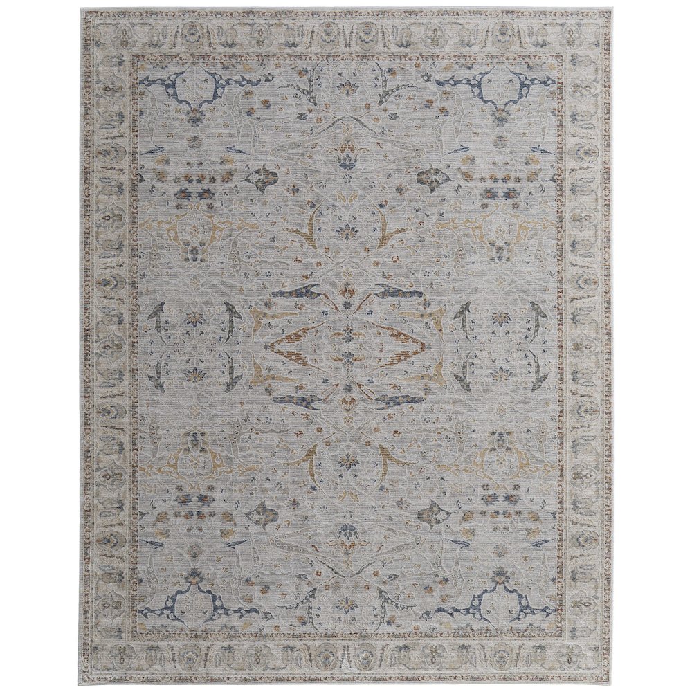 Pasha Transitional Ikat, Ivory/Blue/Taupe, 7'-10" x 10'-3" Area Rug. Picture 1