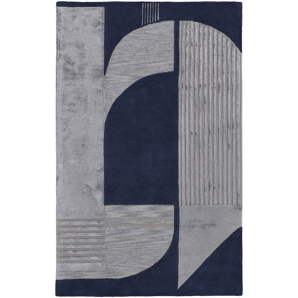 Nash Modern Geometric, Blue/Silver, 10' x 14' Area Rug. Picture 1