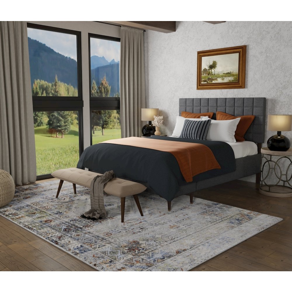 Melrose Transitional Distressed, Gray/Red/Blue, 2' x 3' Accent Rug. Picture 2