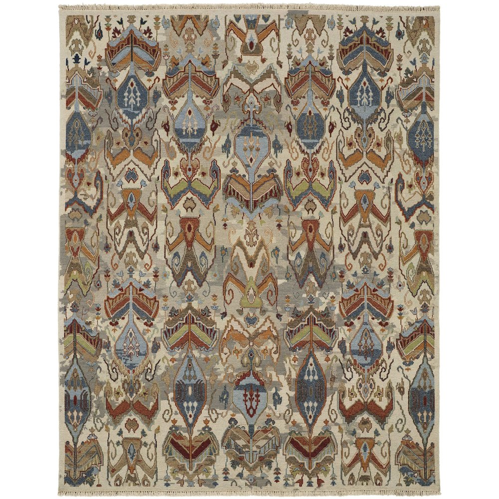 Leylan Transitional Ikat, Tan/Ivory/Orange, 3'-6" x 5'-6" Accent Rug. Picture 1
