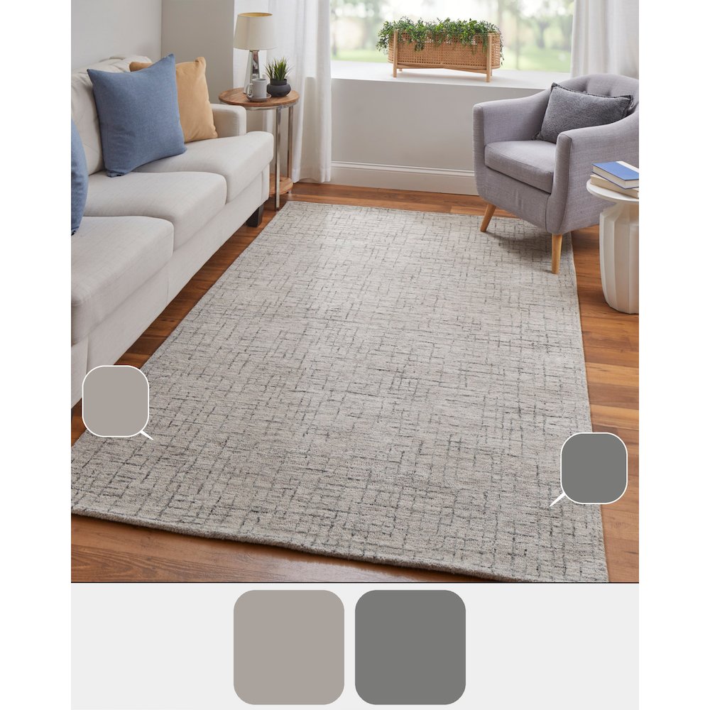 Belfort Modern Crosshatch Rug, Ivory Sand/Charcoal Gray, 9ft x 12ft Area Rug, 8698667FIVY000G00. Picture 9