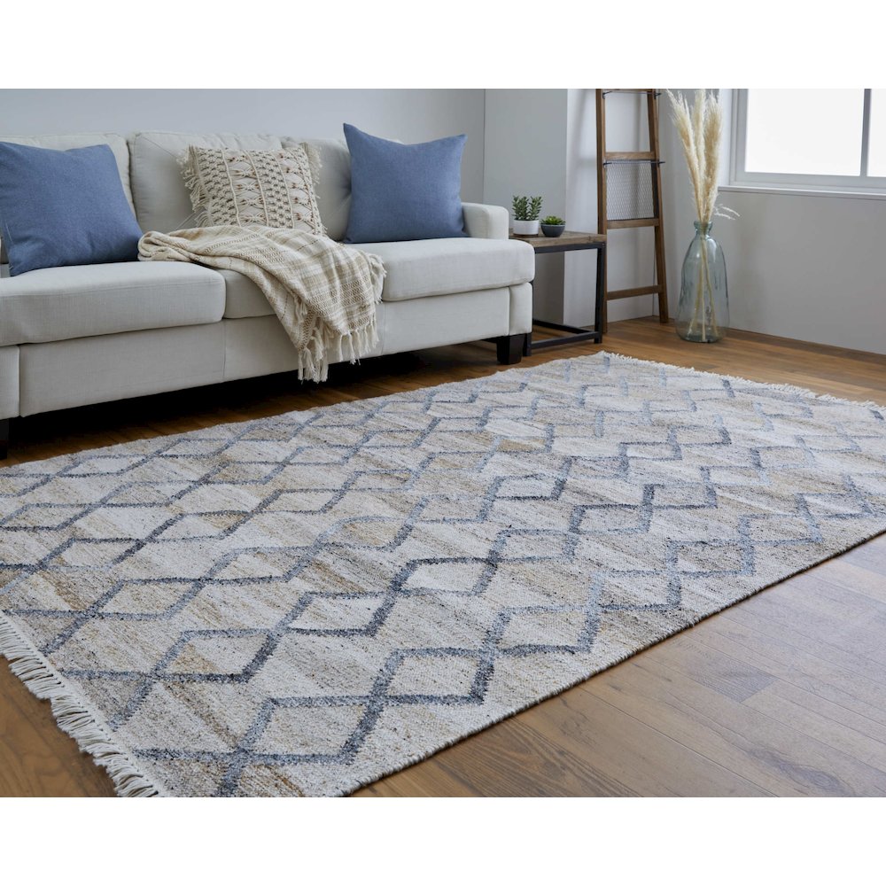 Beckett Transitional Trellis & Lattice, Gray/Ivory/Tan, 5' x 8' Area Rug. Picture 2