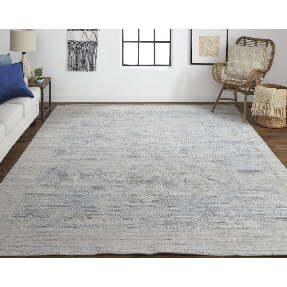 Elias Modern Abstract, Gray/Blue, 3'-6" x 5'-6" Accent Rug. Picture 2