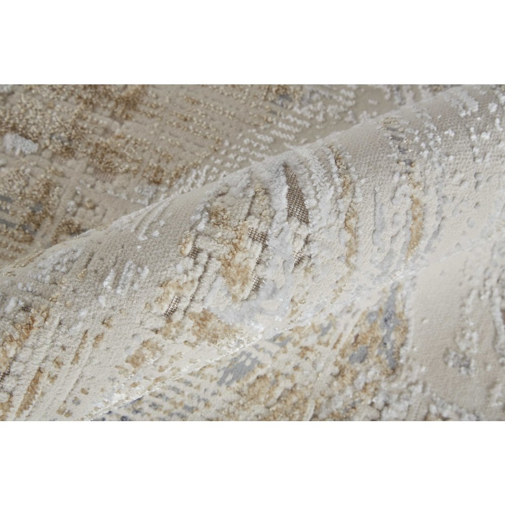 Laina Transitional Abstract, Tan/Ivory/Gray, 3' x 5' Accent Rug. Picture 5