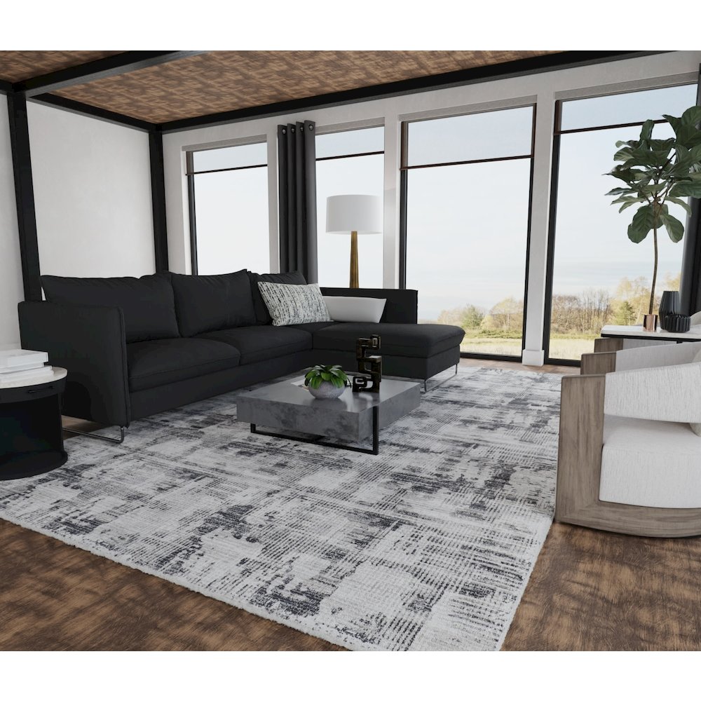 Sonora Modern Abstract, Gray/Ivory, 2' x 3' Accent Rug. Picture 2