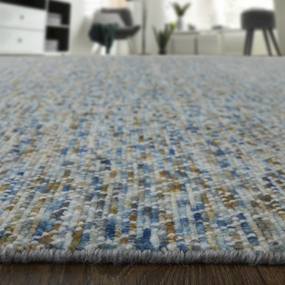 Branson Transitional Solid, Blue/Ivory/Brown, 2' x 3' Accent Rug. Picture 8
