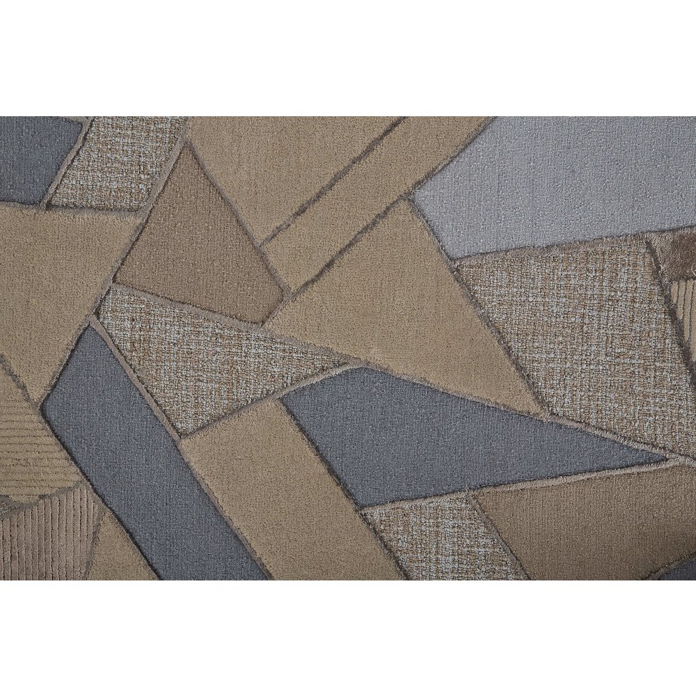Nash Modern Geometric, Tan/Brown/Blue, 8' x 10' Area Rug. Picture 6