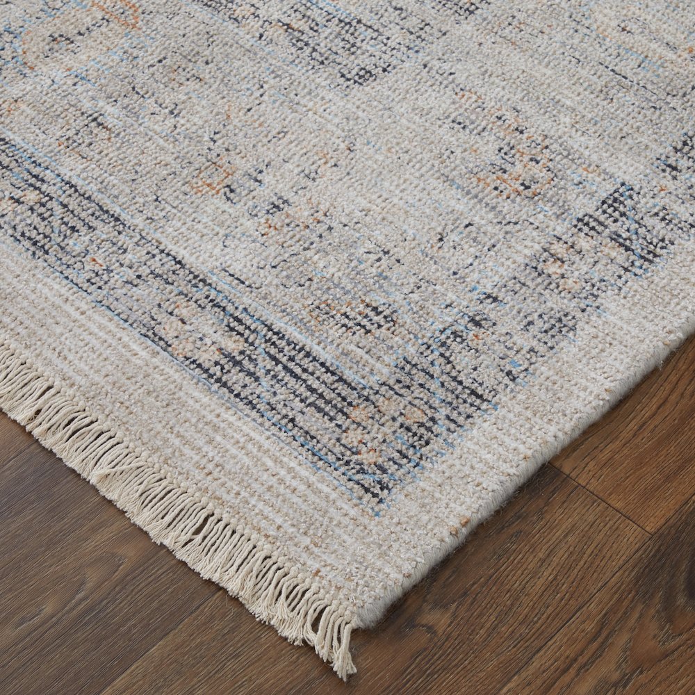 Caldwell Transitional Medallion, Ivory/Blue/Orange, 10' x 14' Area Rug. Picture 2
