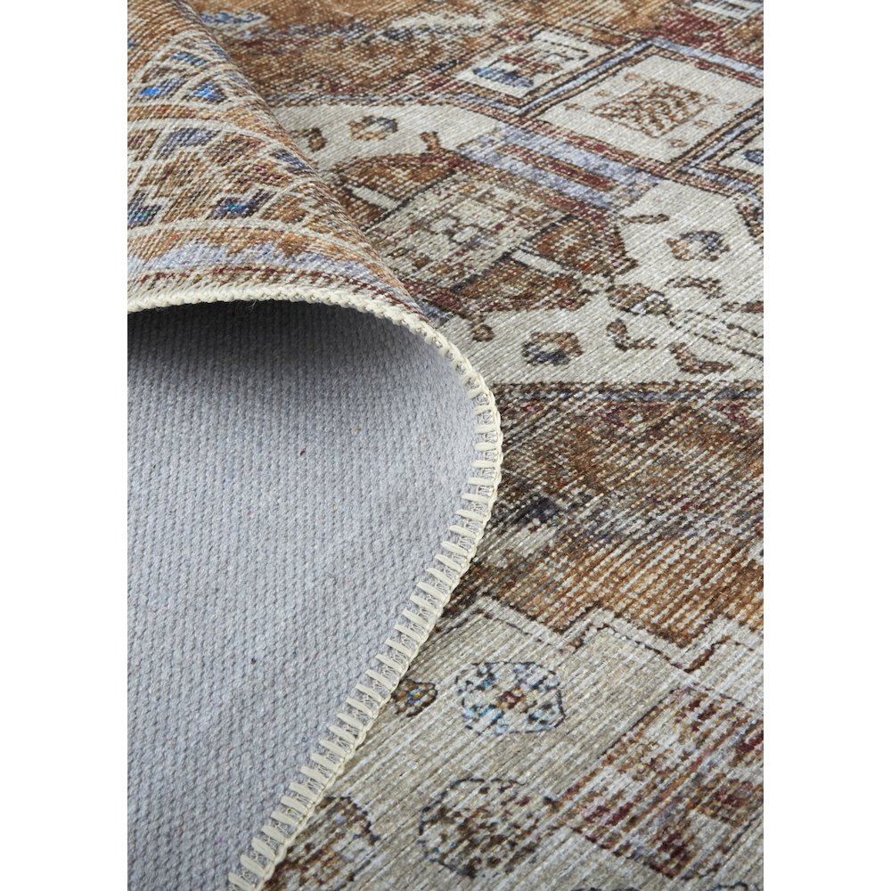 Percy Vintage Medallion Area Rug, Terracotta/Country Blue, 5ft-3in x 7ft-6in, PRC39ANFTAN000E76. Picture 6