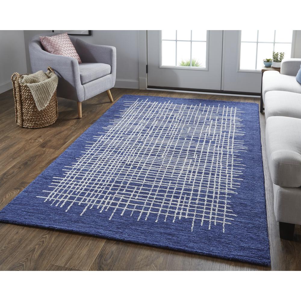 Maddox Modern Tufted Architectural Area Rug, Navy Blue, 10ft x 14ft, MDX8630FNVY000H00. Picture 1