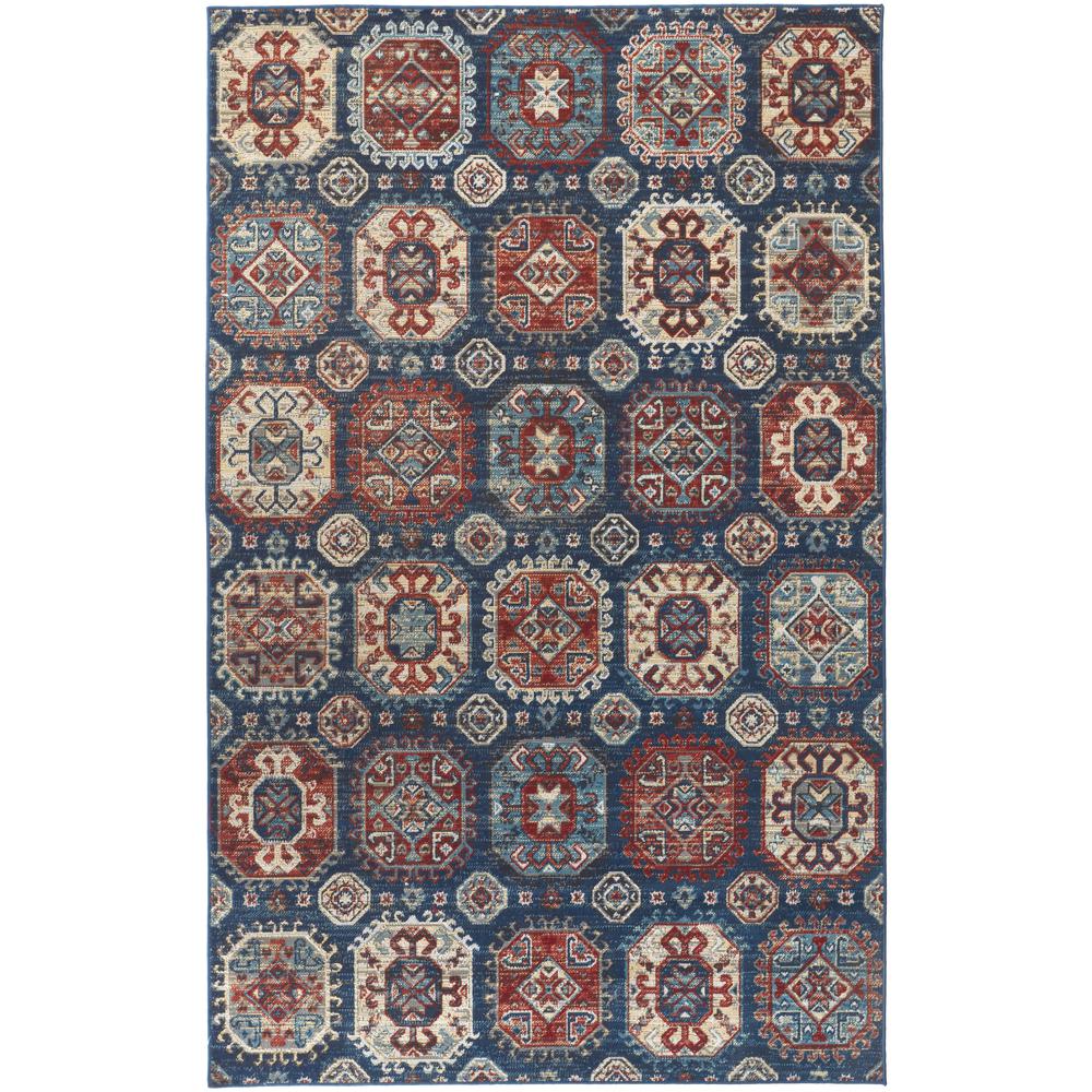 Nolan Vinatge Style Tribal Kazak Rug, Classic Blue/True Red, 7ft-9in x 10ft-6in, NOL39CEFBLUMLTH13. Picture 2