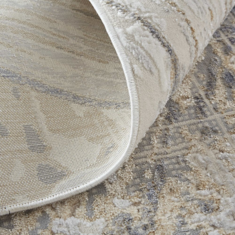 Laina Transitional Abstract, Tan/Ivory/Gray, 3' x 5' Accent Rug. Picture 7