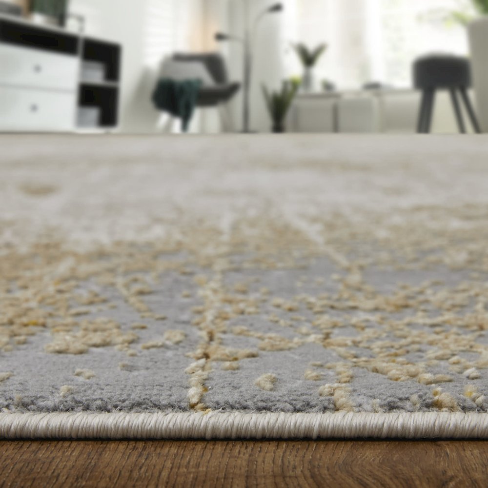 Aura Modern Abstract, Ivory/Brown/Gray, 10' x 13'-2" Area Rug. Picture 8