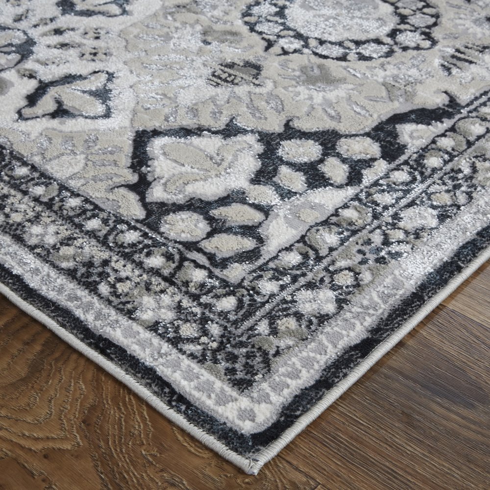 Macklaine Transitional Geometric, Gray/Black, 12' x 15' Area Rug. Picture 3