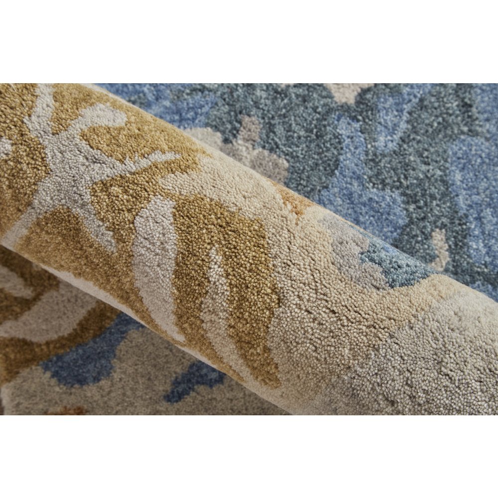 Everley Modern Abstract, Gray/Blue/Gold, 5' x 8' Area Rug. Picture 5