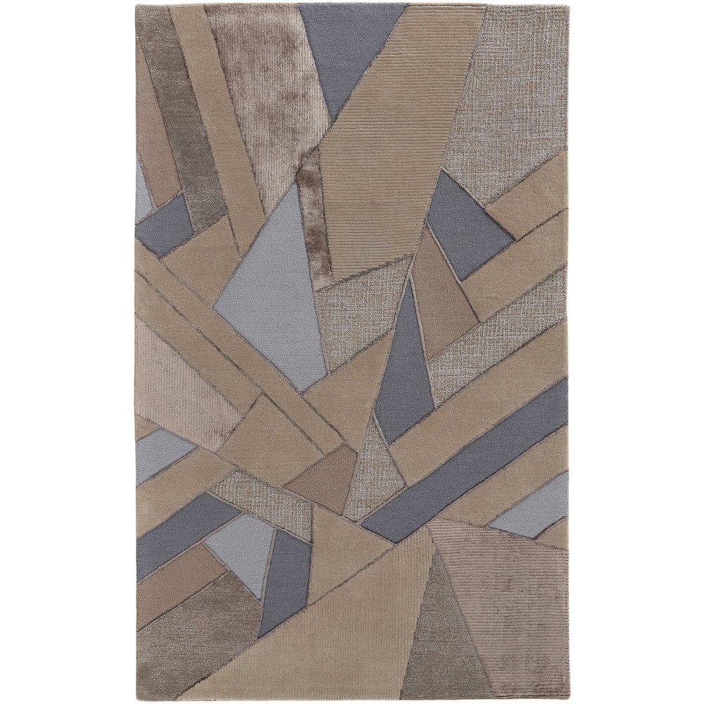 Nash Modern Geometric, Tan/Brown/Blue, 8' x 10' Area Rug. Picture 1