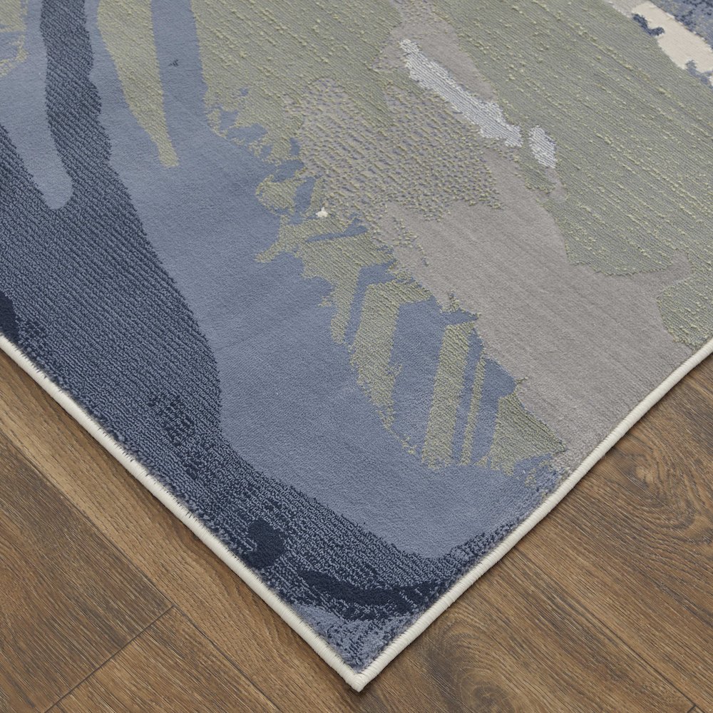 Clio Modern Abstract, Blue/Gray/Ivory, 12' x 15' Area Rug. Picture 3
