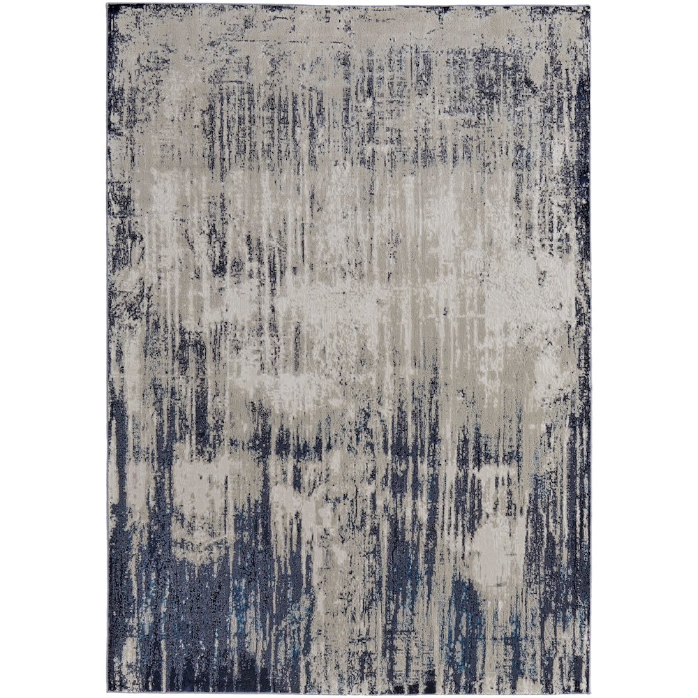 Indio Modern Abstract, Tan/Blue/Ivory, 3'-11" x 6' Accent Rug. Picture 1