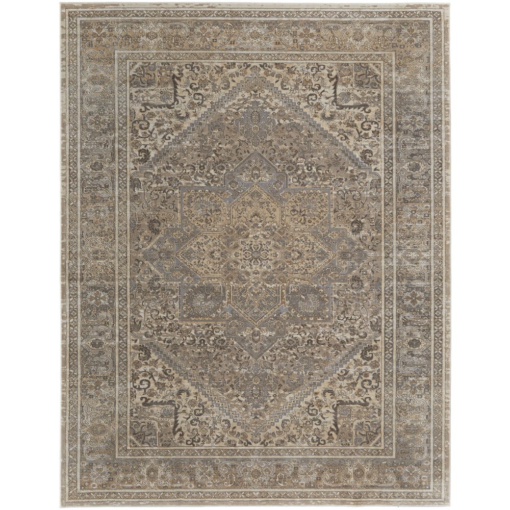 Celene Traditional Medallion, Tan/Brown/Ivory, 3'-9" x 5'-7" Accent Rug. Picture 1