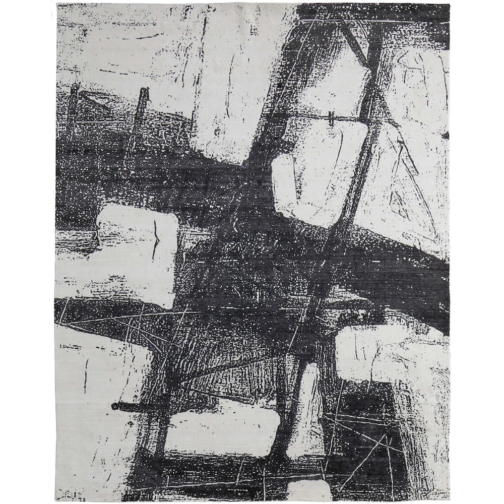 Coda Modern Abstract, Black/White, 5' x 8' Area Rug. Picture 1