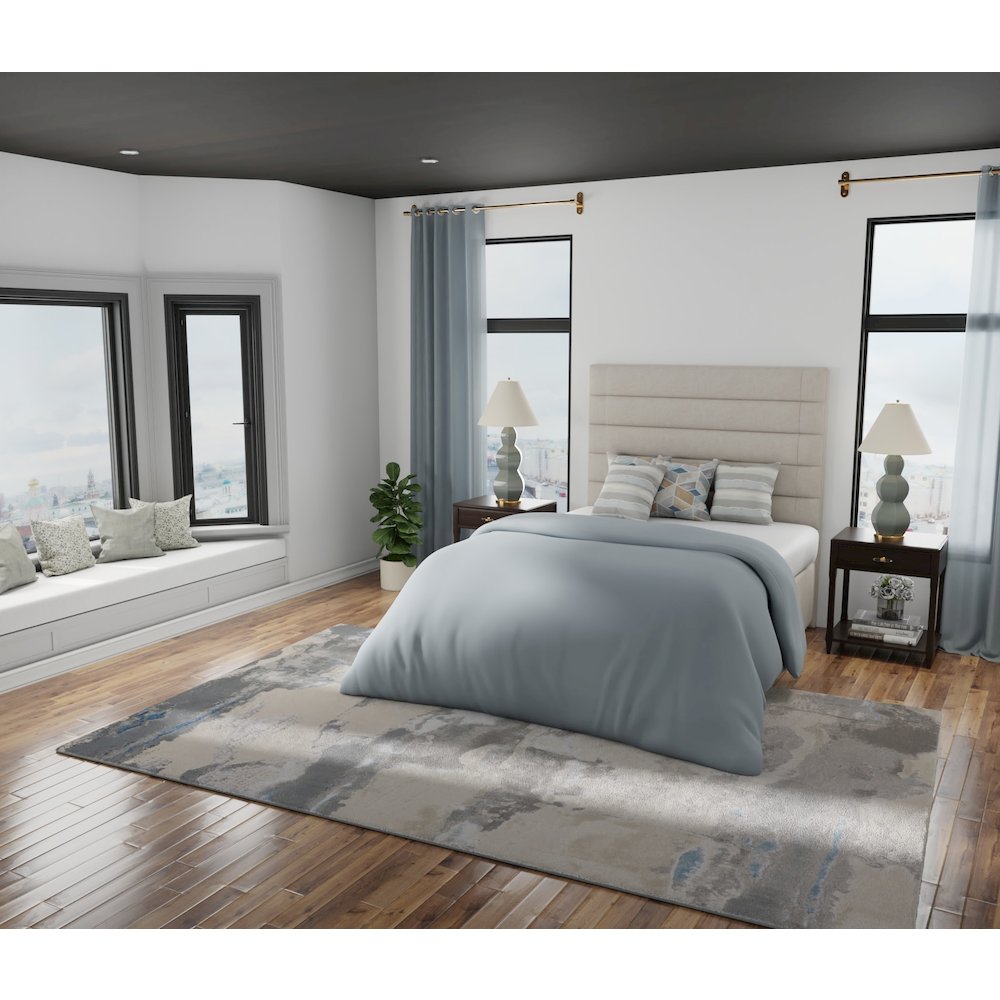 Azure Modern Watercolor, Ivory/Gray/Blue, 3'-11" x 6' Accent Rug. Picture 2