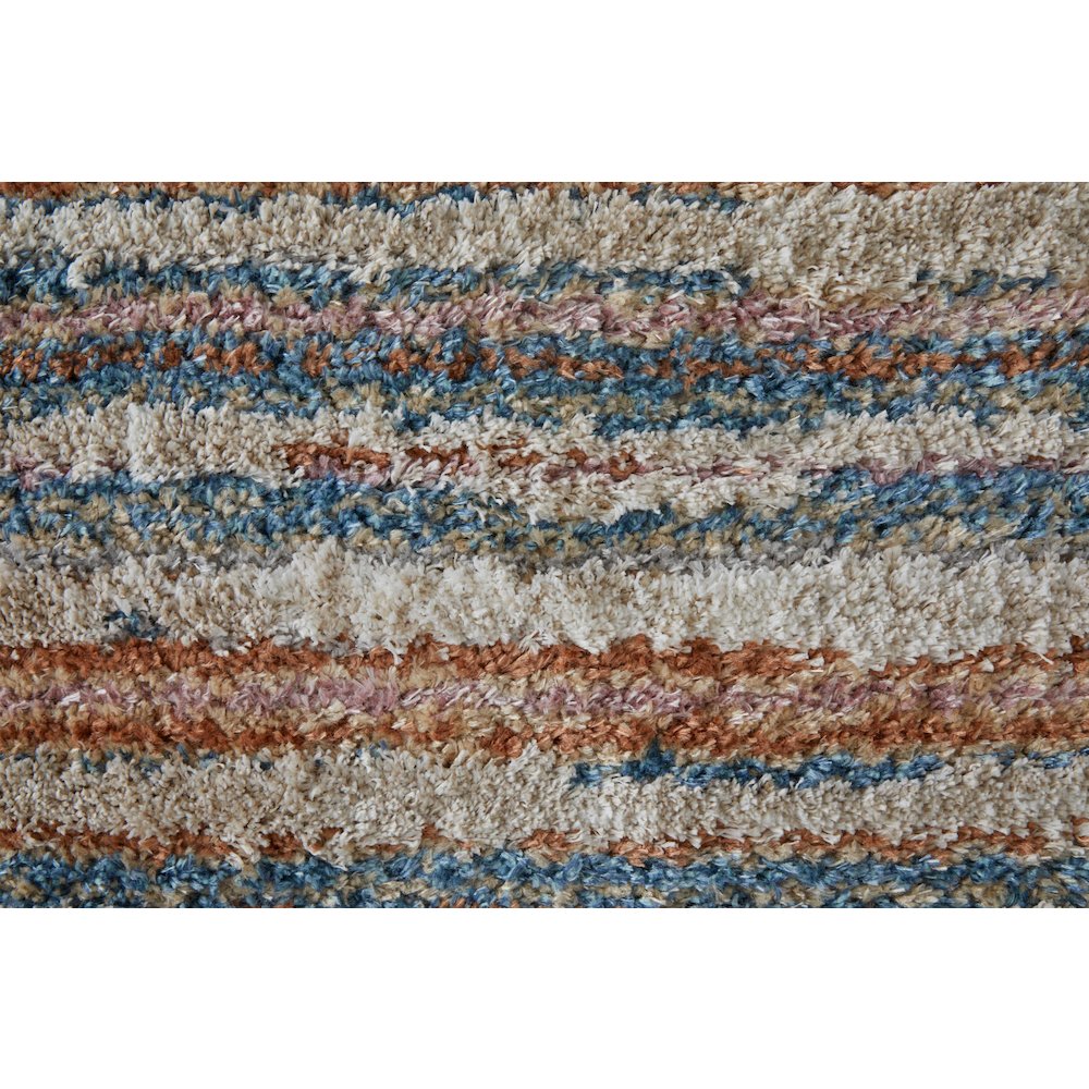 Mynka Transitional Stripes, Ivory/Blue/Orange, 9' x 12' Area Rug. Picture 6