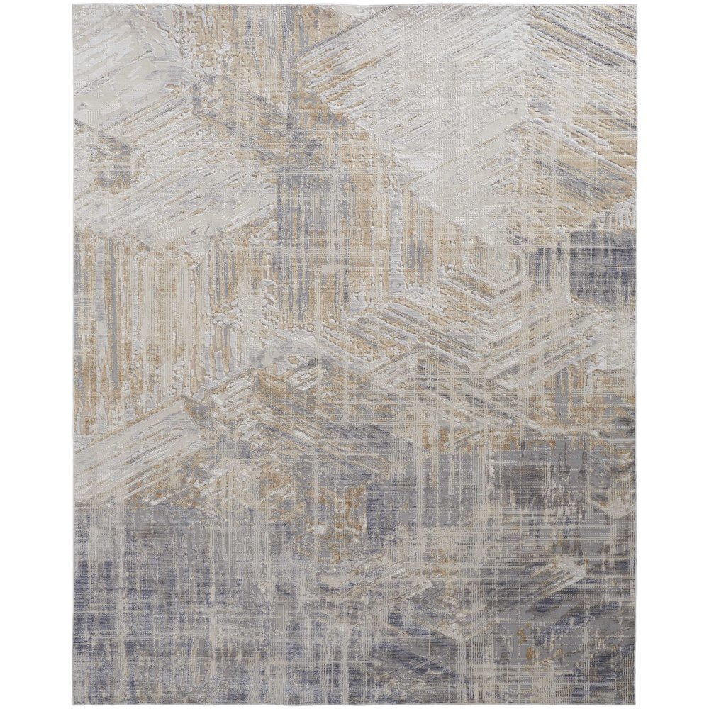 Laina Transitional Abstract, Tan/Ivory/Gray, 3' x 5' Accent Rug. Picture 1