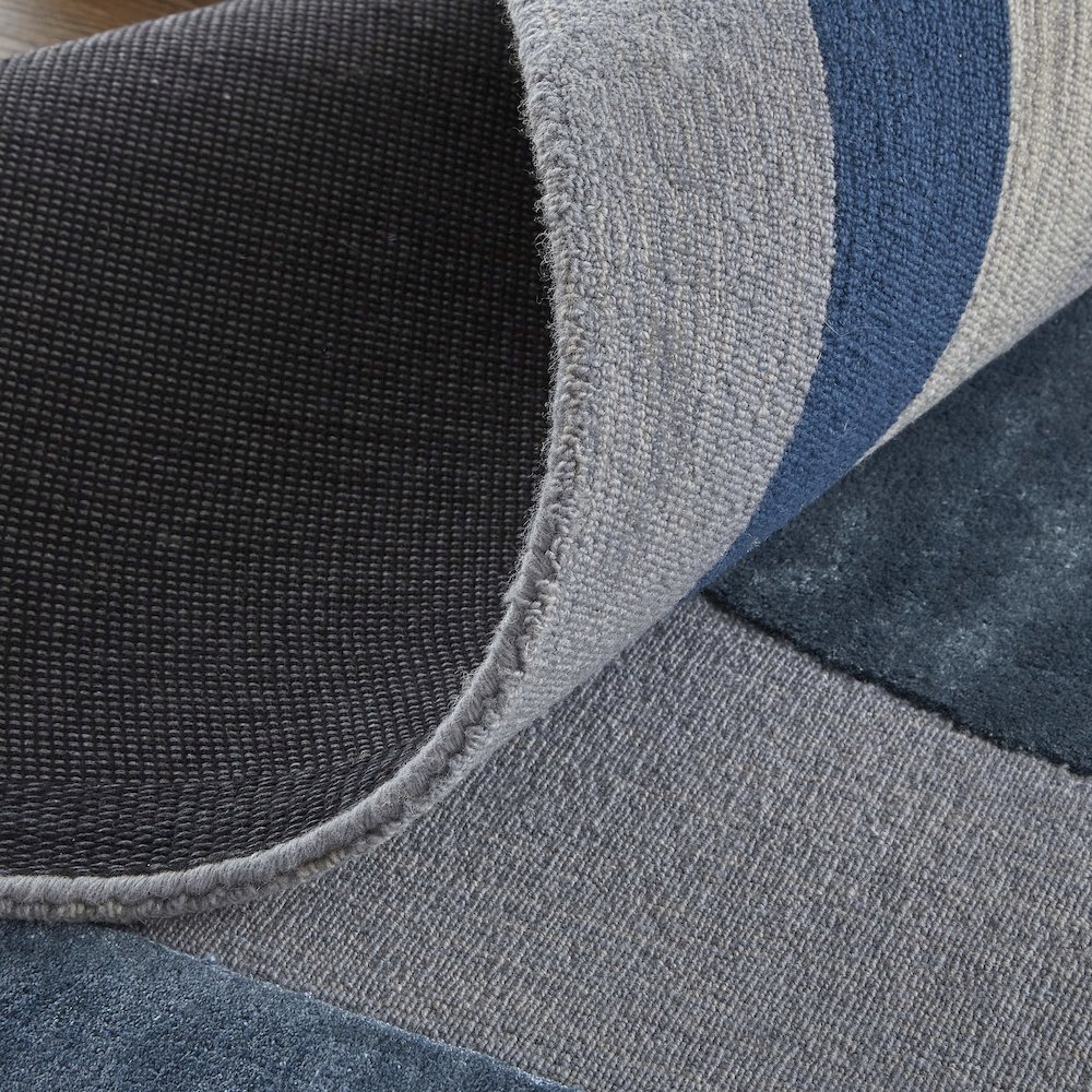 Nash Modern Geometric, Blue/Ivory/Gray, 9' x 12' Area Rug. Picture 7