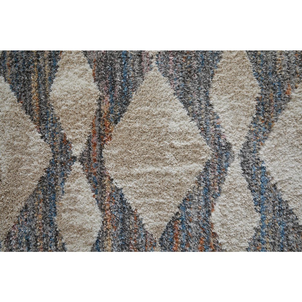 Mynka Transitional Diamond, Tan/Ivory/Blue, 9' x 12' Area Rug. Picture 6