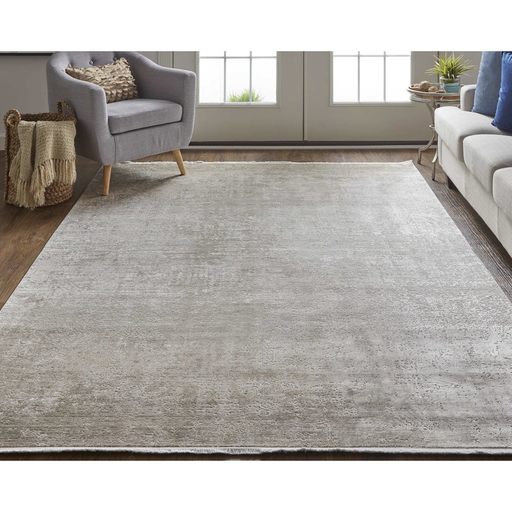 Cadiz Modern Abstract, Tan/Ivory/Gray, 4'-10" x 7'-10" Area Rug. Picture 2