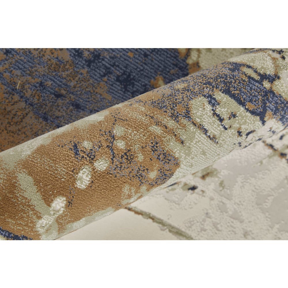 Clio Modern Abstract, Blue/Orange/Ivory, 2' x 3' Accent Rug. Picture 5