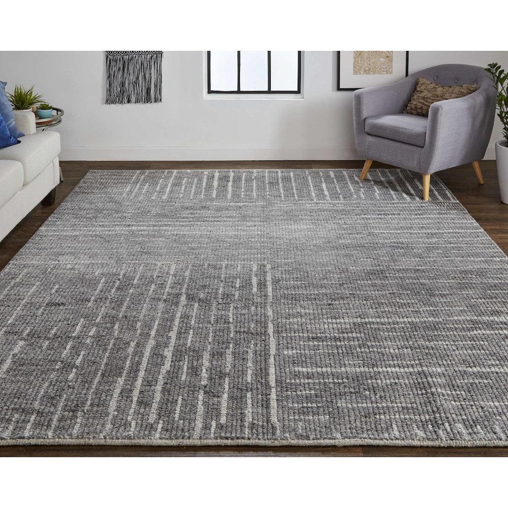 Alford Modern Checkered, Gray/Silver/Ivory, 3'-6" x 5'-6" Accent Rug. Picture 2