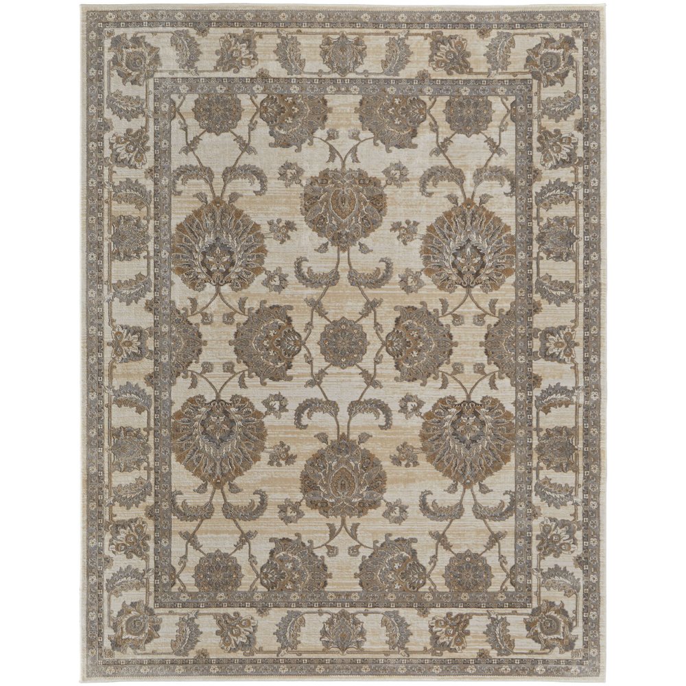 Celene Traditional Bordered, Tan/Ivory/Brown, 10' x 14' Area Rug. Picture 1