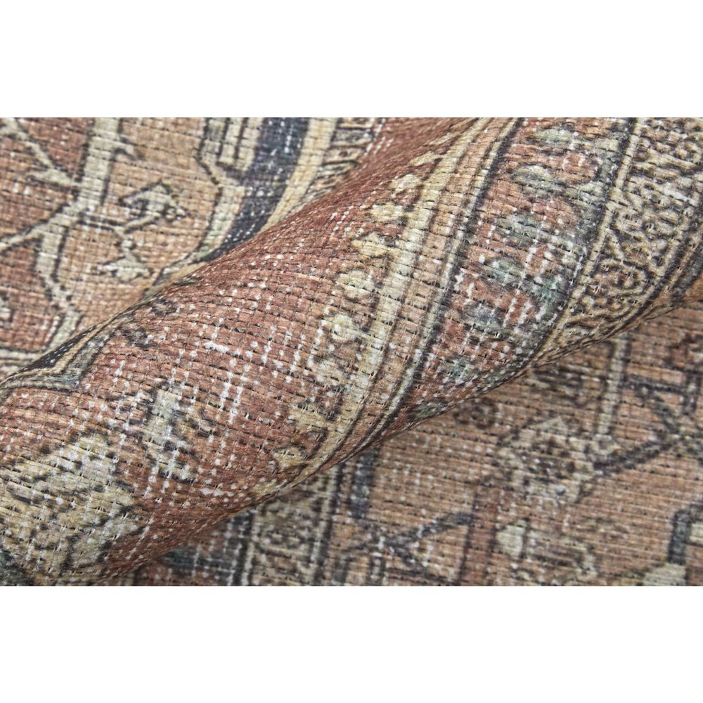 Percy Vintage Medallion Area Rug, Pink Clay/Charcoal Gray, 5ft-3in x 7ft-6in, PRC39ALFBRNRSTE76. Picture 6